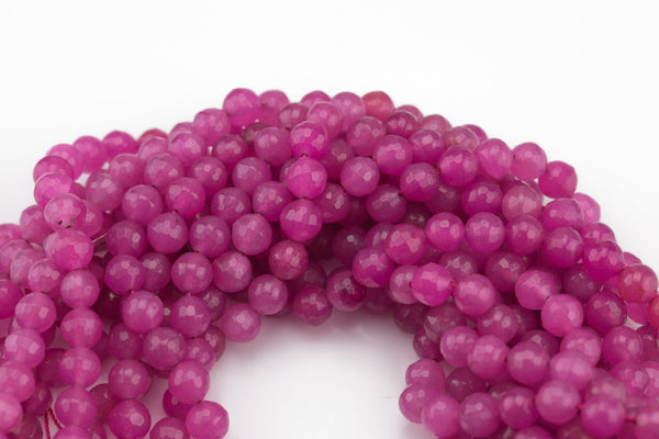 Rose Violet Jade- Faceted Round 4mm 6mm 8mm 10mm 12mm - Single or Bulk - 15.5"