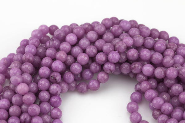 Lavender Violet Jade- Faceted Round 4mm 6mm 8mm 10mm 12mm - Single or Bulk - 15.5"