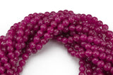 Fusia Berry Ruby Jade- Faceted Round 4mm 6mm 8mm 10mm 12mm - Single or Bulk - 15.5" AAA Quality