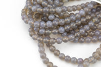 Natural Gray Agate, High Quality in Round- 4mm, 6mm, 8mm, 10mm, 12mm-Full Strand 15.5 inch Strand Smooth Gemstone Beads