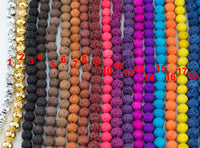 10mm Lava Rock Beads Multicolor Natural Round Loose - Color Colored Lava Beads - Full 15.5" Strands - Wholesale Pricing