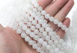 Natural Moonstone Jade Round Beads 4mm 6mm 8mm 10mm 12mm - Single or Bulk - 15.5" AAA Quality Smooth Gemstone Beads