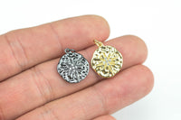 Hammered Starburst CZ Pave 15mm Charm- 2 Pieces per order