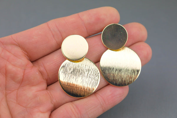 Tiered Gold Earrings--2 Inches Long- High Quality Polished Brass Gold Plating- 1 Pair per order