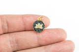 Mala Lotus CZ Diamond Pave Charm / Pendant 12mm - gold or gunmetal plating