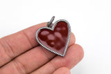 Enamel Heart CZ Gunmetal Pave 30mm Pendant- Gold or Gunmetal