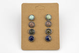 Gemstone Stud Round Earring with CZ- Gold Or Gunmetal