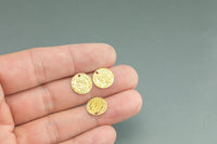 Coin Brushed BRASS Charms- 10mm and 18mm