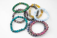 Bracelets 8mm Stackable Faceted Round Gemstone Jade Bracelets - Handmade - WHOLESALE - 8mm 7.5"