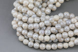 Natural Mystic White Silverite Agate, Faceted Round sizes 4mm, 6mm, 8mm, 10mm, 12mm-Full Strand 15.5 inch Strand AAA Quality AAA Quality