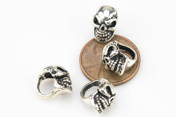 Bead 925 Bali Sterling Silver Skull Spacer Beads - About 8mm by 12mm - 1pc per order - s4