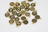 Alphabet Letter Letters Round Charms Gold and Silver / White Gold - 14mm Coin - Perfect for personalization Letters