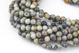 Natural Silver Picasso Jasper Beads Grade AAA Round 6mm, 8mm, 10mm, 12mm Smooth Gemstone Beads