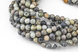 Natural Silver Picasso Jasper Beads Grade AAA Round 6mm, 8mm, 10mm, 12mm Smooth Gemstone Beads