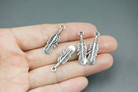 12 Leaf Charm Pewter Charms 27x6mm 646-11134