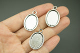 5 Oval Bezel Blanks Pewter Charms 18x23mm 568-12392