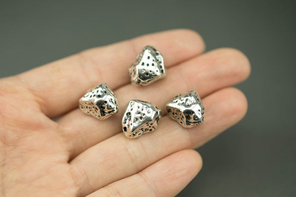 4 Nugget PEWTER BEADS 13x13mm 514-8575