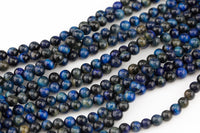 Natural Blue Tiger's Eye Beads Round Tiger Eye Tigereye, 6mm 8mm 10mm 12mm 14mm 15.5" Smooth Gemstone Beads