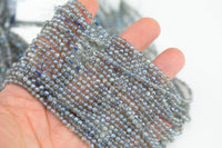 Natural Mystic Labradorite Full Strands-15.5 inches-3-4mm- Nice Size Hole- Diamond Cutting, High Facets- Nice and Sparkly- Faceted Round