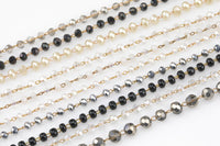 Clear Crystal Rosary Chain by the yard. 2-3mm- Neutral Colors