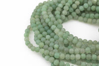 Natural Green Aventurine Adventrine, High Quality in Matte Round, 4mm, 6mm, 10mm, 12mm- Full 15.5 Inch Strand- Gemstone Beads