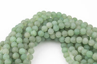 Natural Green Aventurine Adventrine, High Quality in Matte Round, 4mm, 6mm, 10mm, 12mm- Full 15.5 Inch Strand- Gemstone Beads