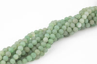 Natural Green Aventurine Adventrine, High Quality in Matte Round, 4mm, 6mm, 10mm, 12mm- Full 15.5 Inch Strand- Gemstone Beads