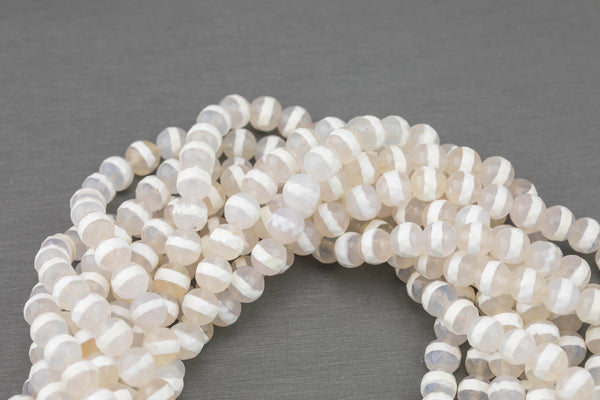 Dzi Beads Faceted Round Beads. A Quality -Full Strand 15.5 inch Strand 6mm, 8mm, 12mm, or 14mm Beads