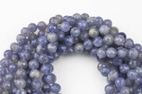 Natural Pale Iolite Beads Full Strands-15.5 inches- Nice Size Hole- Diamond Cutting, High Facets-Nice and Sparkly-Faceted Round