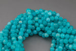 Natural A Quality AMAZONITE faceted round sizes- Diamond Cut- 6mm and 8mm- Full 16 inch strand AAA Quality Gemstone Beads