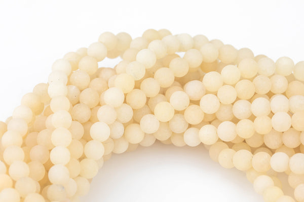 Pale Vanilla Yellow Jade, High Quality in Matte Round, 6mm, 8mm, 10mm, 12mm -Full Strand 15.5 inch Strand AAA Quality