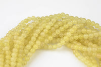 Pale Lemon Yellow Jade, High Quality in Smooth Round, 6mm, 8mm, 10mm, 12mm -Full Strand 15.5 inch Strand