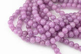 Plum Violet Jade, High Quality in Smooth Round, 6mm, 8mm, 10mm, 12mm -Full Strand 15.5 inch Strand