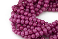 Violet Raspberry Smooth Round Beads 4mm 6mm 8mm 10mm 12mm - Single or Bulk - 15.5"