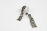 Crystal Beaded Tassel Earrings Studs- 1 Pairs Per Order- 3 inches