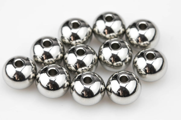 Stainless Steel Polished Beads - Round Seamless Solid Beads - All Sizes 4mm 6mm 8mm 10mm