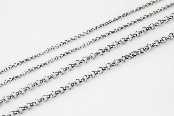 Stainless Steel ROLO Chain - Yard or Full Spool - High Quality Polished Stainless Steel - Hypoallergenic Active