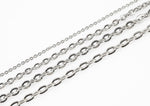 Stainless Steel Flat Oval Chain - Yard or Full Spool - High Quality Polished Stainless Steel - Hypoallergenic