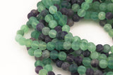 Natural Matte Rainbow Fluorite Beads Full Strand 15.5 Inch Matte Round, 6mm, 8mm, 10mm, 12mm Gemstone Beads