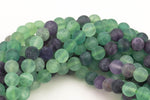 Natural Matte Rainbow Fluorite Beads Full Strand 15.5 Inch Matte Round, 6mm, 8mm, 10mm, 12mm Gemstone Beads