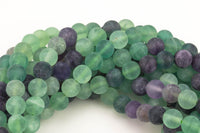 Natural Matte Rainbow Fluorite Beads Full Strand 15.5 Inch Matte Round, 6mm, 8mm, 10mm, 12mm Gemstone Beads