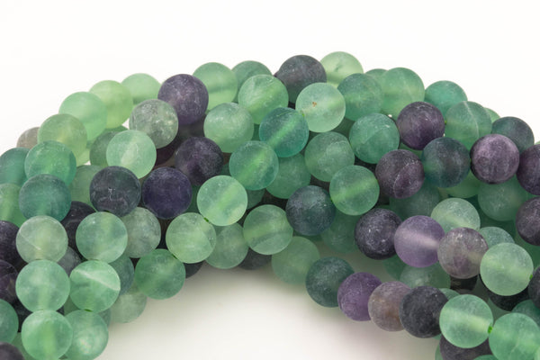 Natural Matte Rainbow Fluorite Beads Full Strand 15.5 Inch Matte Round, 6mm, 8mm, 10mm, 12mm Gemstone Beads