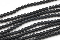 Natural Large Hole Matte Black Onyx Beads, Matte Onyx, High Quality in Round Full Strand 8 inch strand-Hole Size 2.0mm AAA Quality Smooth