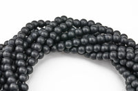 Natural Large Hole Matte Black Onyx Beads, Matte Onyx, High Quality in Round Full Strand 8 inch strand-Hole Size 2.0mm AAA Quality Smooth