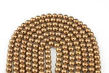 Copper HEMATITE Beads. Round Smooth. 2mm, 3mm,4mm, 6mm, 8mm,10mm or 12mm. Full Strand 16". AAA Quality