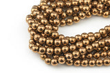 Copper HEMATITE Beads. Round Smooth. 2mm, 3mm,4mm, 6mm, 8mm,10mm or 12mm. Full Strand 16". AAA Quality