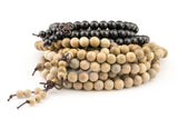 8mm Buddhist 108 Green Sandalwood Beads Prayer Wrist Meditation Mala on Strong Elastic- Can be Worn As a Necklace or Bracelet-35 inches Long