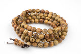 8mm Buddhist 108 Green Sandalwood Beads Prayer Wrist Meditation Mala on Strong Elastic- Can be Worn As a Necklace or Bracelet-35 inches Long