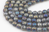 Natural Larvikite Marble Labradorite AB facetted Round 4mm, 6mm, 8mm, 10mm, 12mm, 14mm- Wholesale Bulk or Single Strand! Gemstone Beads