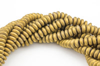 Mat-Finished gold Plated HEMATITE Beads. Flat Roundel. 4mm, 6mm, or 8mm. Full Strand 16".